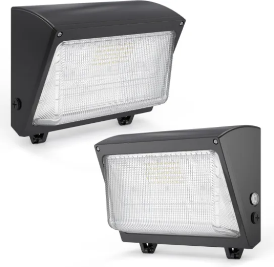 LED Wall Pack Light: 120W 18000lm LED Security Flood Lighting with Dusk to Dawn Photocell - Glass Lens Outdoor LED Wall Lights 2Pakcs for Yard ETL Listed 120W-2Packs