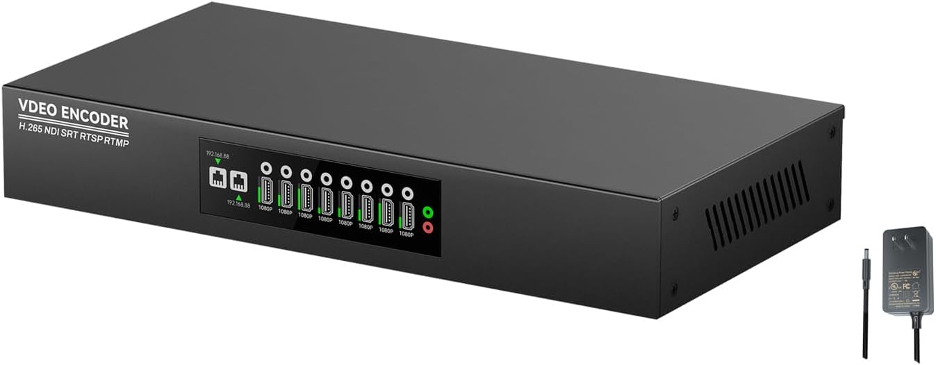 Link Pi ENC8 4K Decoder SRT NDI HDMI Encoder, RTSP/RTMP/HTTP/HLS/H.265 SmartP, 8X 1080P HDMI Input 1x 4K HDMI Output, 4K HD Video Decoder for YouTube Live Broadcast Video Conference (Standard Kit)