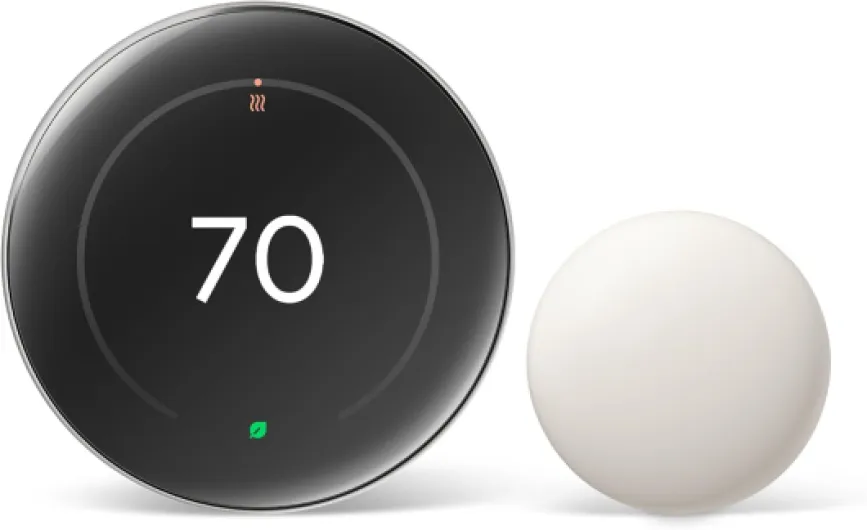 Nest Learning Thermostat (4th gen) + Nest Temperature Sensor (2nd gen) - Silver Polished Silver