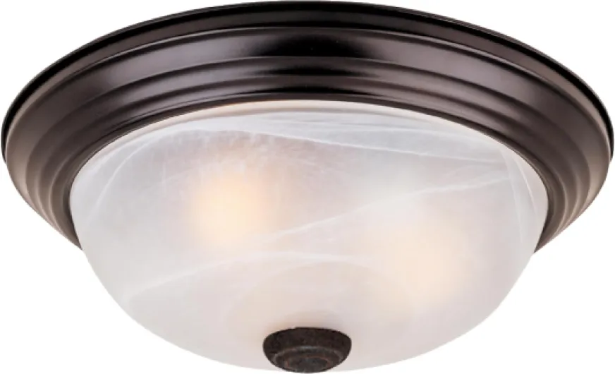 Reedley 2-Lights Flush Mount Ceiling Light, 11 Inch Lighting Fixture for Kitchen, Bedroom, Bathroom, and Hallway, White Alabaster Glass, Oil Rubbed Bronze, 1257S-ORB-AL Bronze 11 in