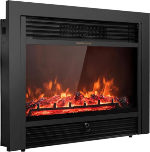 28.5" Electric Fireplace Insert, Wall Recessed/Mounted, Freestanding Fireplace with Remote Control, 3 Color Adjustable Flames, 2 Modes Heat, 8 H Timer, 5 Brightness Settings, 750/1500W Heater 28.5-inches