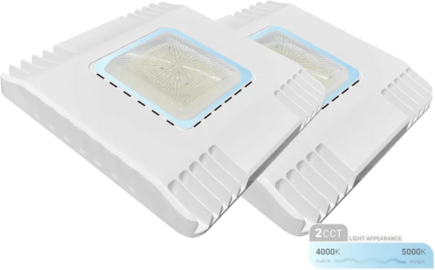 150W Waterproof LED Canopy Lights for Gas Station, 4000K/5000K Selectable, 21250LM, Dimmable, 120-277V, IP67 Rated, Indoor & Outdoor LED Parking Garage Lighting or Light for Carport
