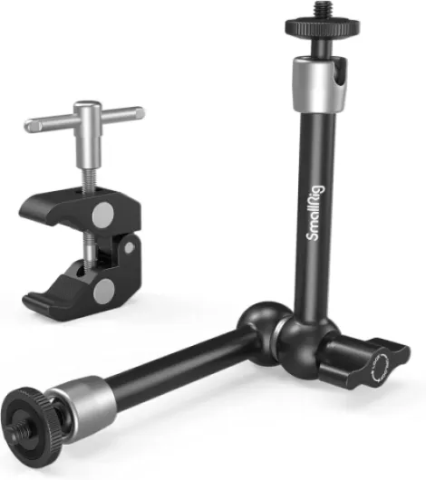 Clamp w/ 1/4" and 3/8" Thread and 9.8 Inches Adjustable Friction Power Articulating Magic Arm with 1/4" Thread Screw for LCD Monitor/LED Lights - KBUM2732B 9.8''+arm only