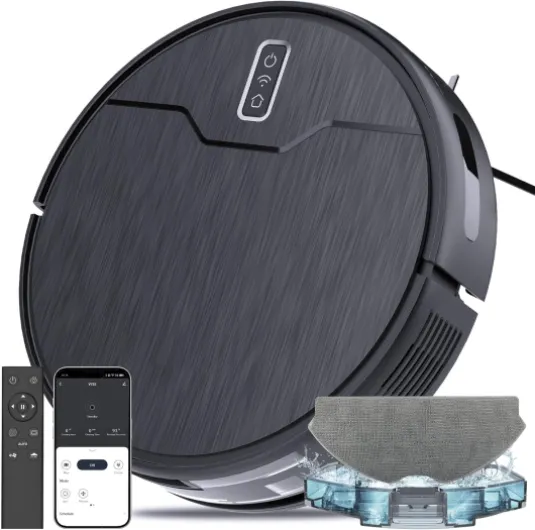Robot Vacuum and Mop Combo, Robot Vacuum Cleaner, 6 Cleaning Modes, Large Capacity Water Tank Dustbin, Self-Charging, WiFi/App/Alexa, Ideal for Hard Floor, Carpet, Pet Hair Grey-1