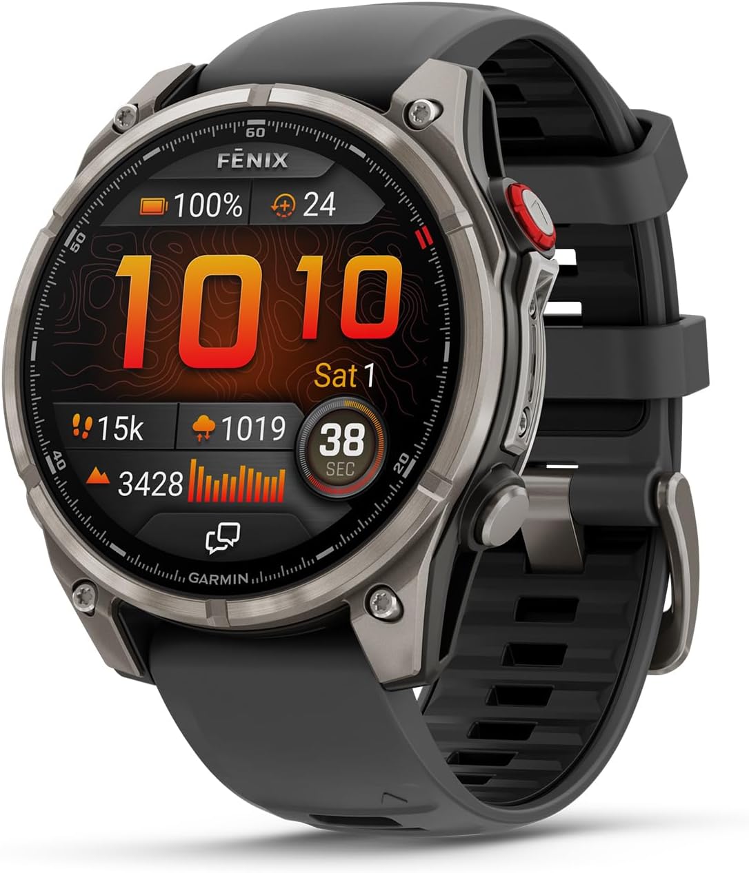 Fēnix® 8 Pro, 51mm, AMOLED Display, Premium Connected Multisport GPS Smartwatch, inReach® Technology, Sapphire, Titanium with Graphite/Black Silicone Band Graphite/Black 51mm