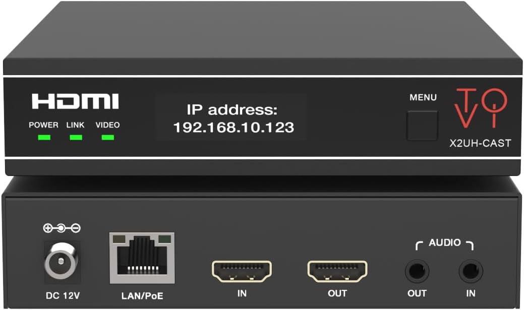 ToVi X2 Series 4K Network Video Streamer AV Over IP Encoder - H.264 H.265 IPTV Livestream with Audio Embed - HDMI Loop Out - Supports Unicast, MultiCast, Audio-Only Stream (X2UH-CAST)