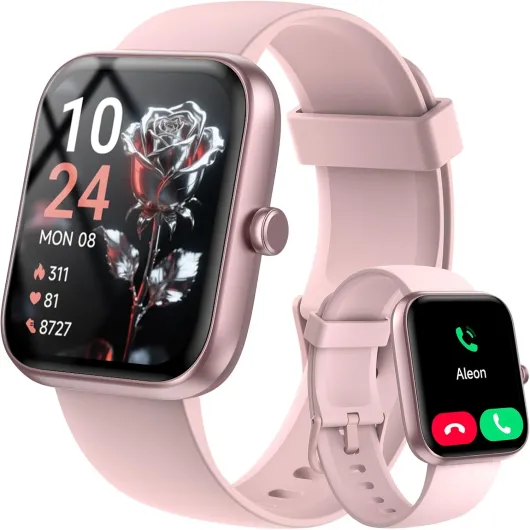 Smart Watch for Women Men with Bluetooth Call, Alexa Built-in Smartwatch, 1.83"DIY Dial Fitness Watch with Sleep Heart Rate Monitor, 110+ Sport Modes, IP68 Waterproof Watch Compatible with Android iOS Pink