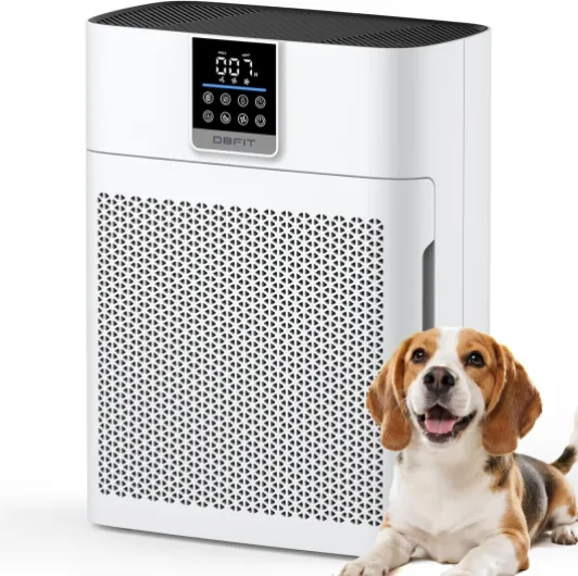 Air Purifiers for Home Large Room up to 2180 Sq Ft, DBFIT HEPA Air Purifier with Washable Nylon Pre-Filter, PM2.5 Air Quality Sensor, Air Cleaner for Pet Hair, Odor, Smoke, Dust, Pollen AP2410 White