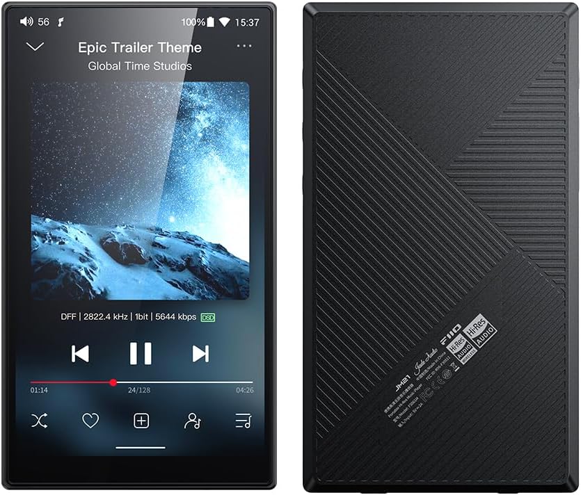 /FiiO JM21 Android 13 Hi-Res Music Player MP3 with Snapdragon 680, Bluetooth WiFi USB DAC 12.5H Playtime (Black)