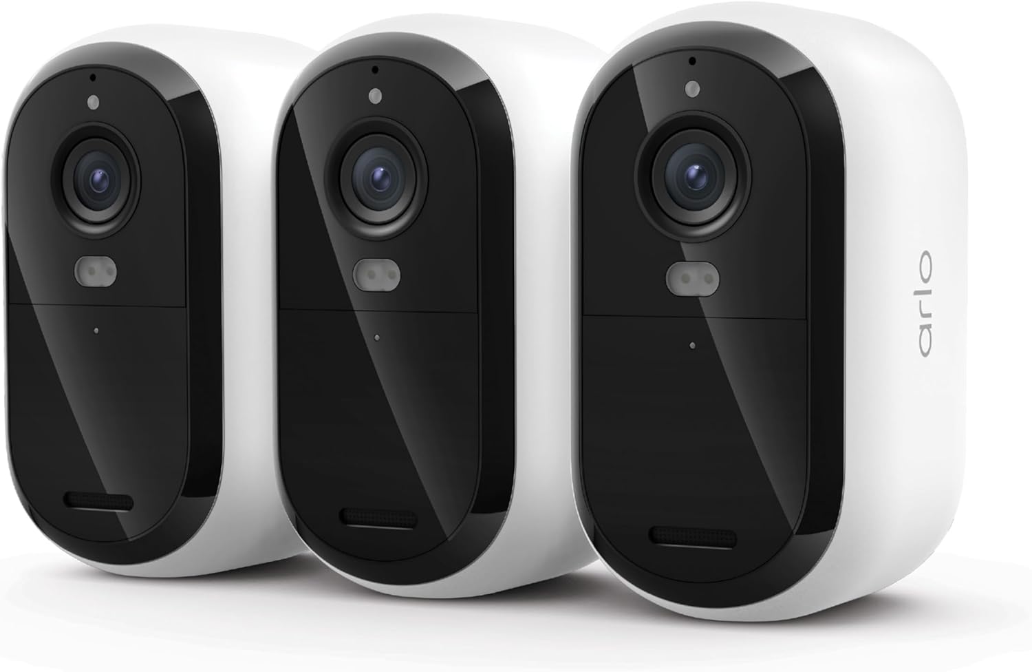 Essential Security Camera 2K (3rd Gen, 2025 Release) - Wireless Outdoor Camera, Battery Power, Person Recognition, Package Detection, Animated Preview, 1-Month Trial of Secure Plan, 3 Cam, White 3 Cameras Battery Powered