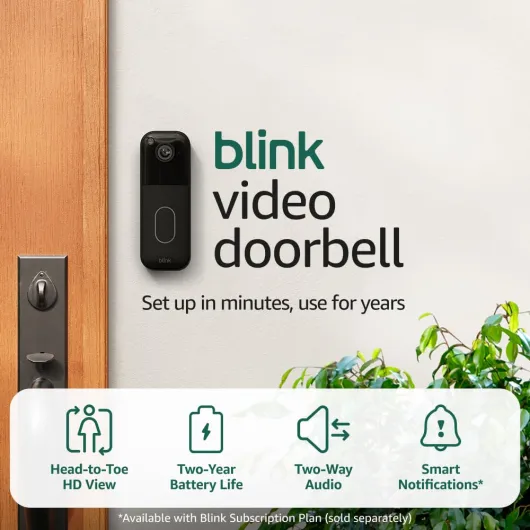 All-new Blink Video Doorbell + Mini 2 – Motion & chime alerts, HD viewing, and two way audio - Sync Module Core included – 1 camera system + Mini 2 (Black/Black)