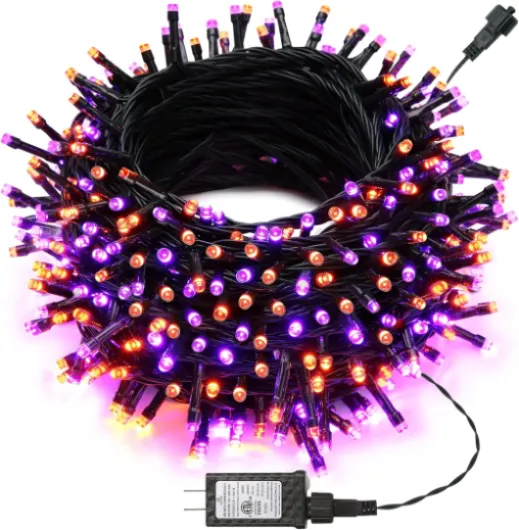 Orange Purple Halloween Lights, 100FT 300 LED String Lights with 8 Modes Timer Waterproof Plug in Indoor Outdoor String Light Connectable for Halloween Decorations 300LED Orangr+Purple