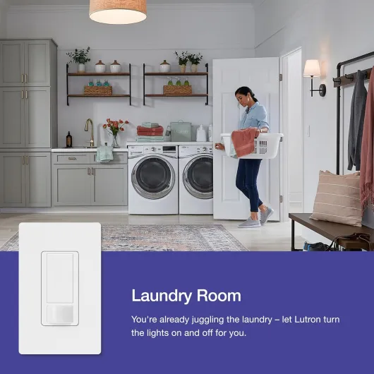Maestro Motion Sensor Light Switch Indoor for Bathroom, Garage, Laundry Room, Any Bulbs, Occupancy Vacancy Sensor, Single-Pole, MS-OPS2-WH, White White 1 Pack 2-Amp Single Pole Switch