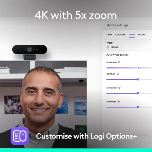 Brio 4K Webcam, Video Calling, Noise-Cancelling mic, HD Auto Light Correction, Wide Field of View, Works with Microsoft Teams, Zoom, Google Voice, Google Meet, PC/Mac/Laptop/Macbook/Tablet New version