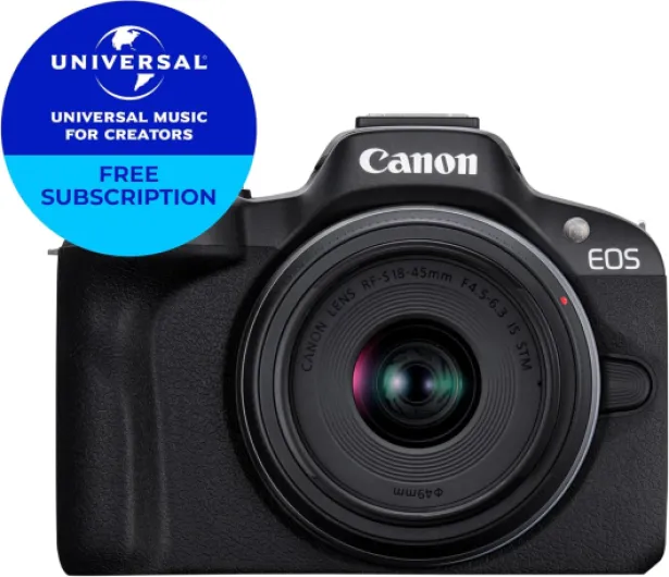 EOS R50 + RF-S 18-45mm F4.5-6.3 IS STM Lens - Compact Mirrorless Digital Camera - 24.2 MP, UHD 4K Video, APS-C Sensor - 15 FPS Continuous Shooting - Vari-Angle Touchscreen - Bluetooth & Wi-Fi Single R50 + RF-S 18-45MM