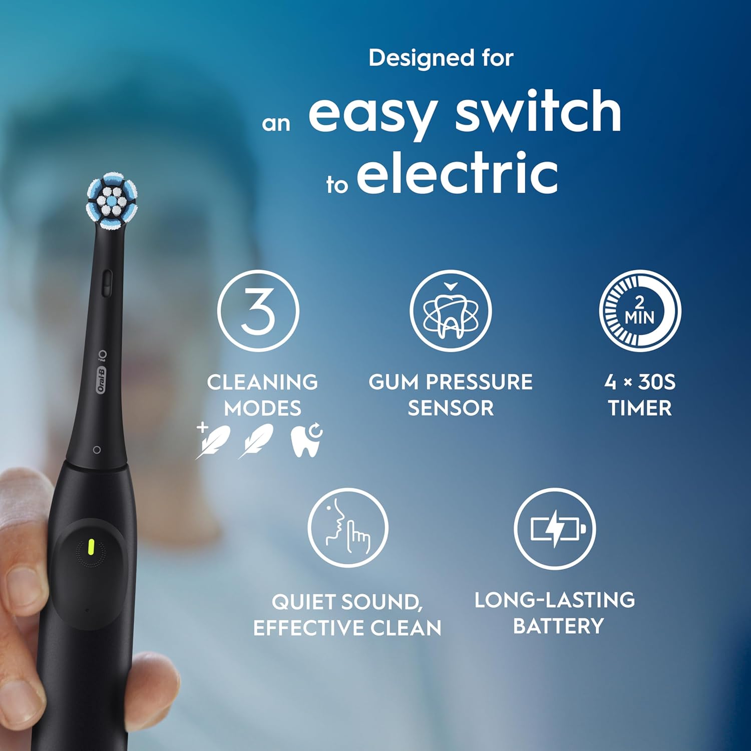 Oral-B iO2 Night Black Electric Toothbrush Seasonal Limited Edition + Travel Case + 3 Refills