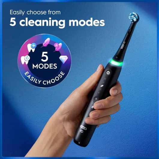 Oral-B iO5 Electric Toothbrushes for Adults, 2 Toothbrush Head and Travel Case, 5 Modes with Teeth Whitening, 2 Pin Plug, Black iO5 Black