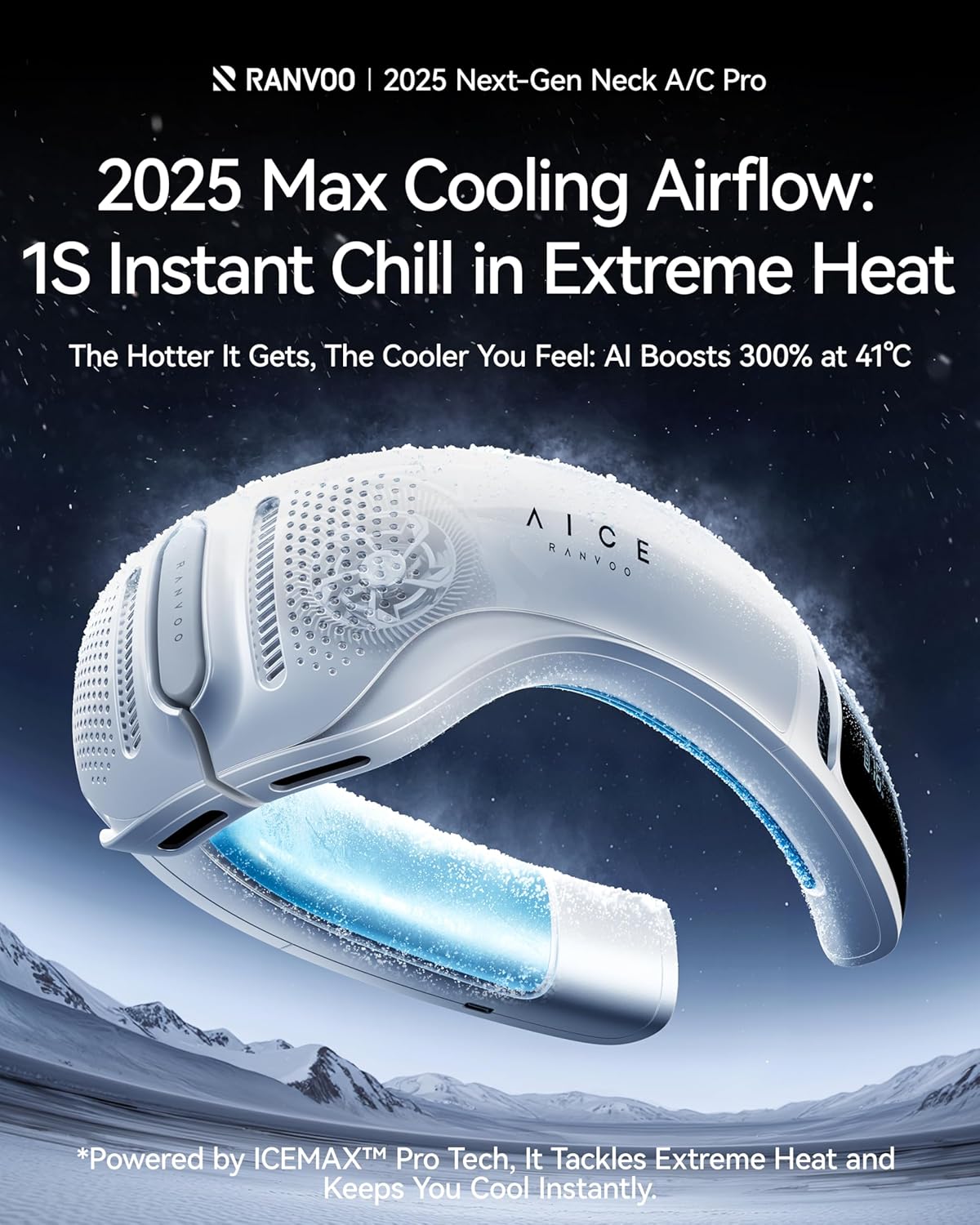 AICE LITE Plus 2025 Max Cooling Airflow [No.1 Coolest & Most Durable] Neck Air Conditioner, Ultimate Personal AC & Warmer 6000 mAh Rechargeable Neck Fan Blow Cold Air, Gifts for Mom/Dad, White Polar White