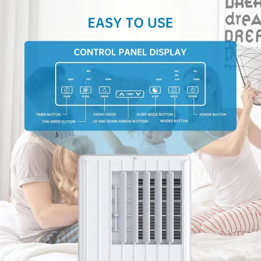 Portable Air Conditioner 9000 BTU, 5-in-1 Unit with Cooling, Dehumidifier, Fan & Sleep Mode, 2 Speeds, 24H Timer, Remote Control, Includes Window Kit, for Rooms Up to 269 Sq ft [Energy Class a]