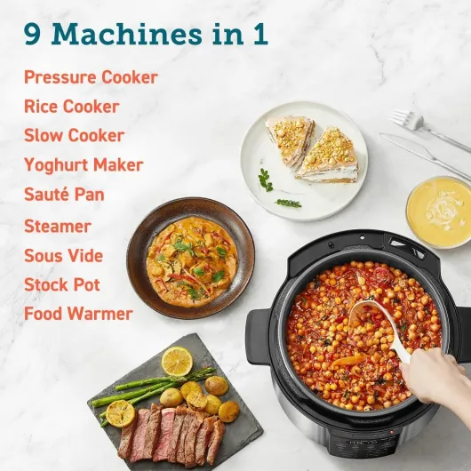 Electric Pressure Multi Cooker 5.7L, Recipe Book, 9-in-1, Steamer, Rice & Slow Cooker, Sauté Pan, Yoghurt & Cake Maker, Sous vide, Stock Pot, Food Warmer, Ceramic Non-Stick Coating Pressure Cooker 5.7 Litres