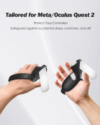 Comfort Controller Grips Cover Compatible with Meta Quest 2 Accessories - All-Silicone Construction, Controller Grips for Oculus Quest 2 with Adjustable Knuckle Straps Protector Upgraded version
