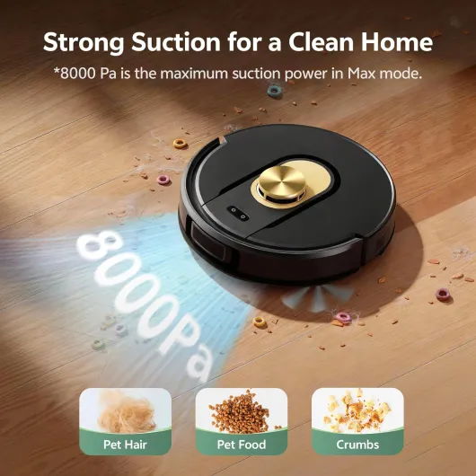 W9 Robot Vacuum Cleaner with Mop,8000Pa Robotic Vacuum with LiDAR Navigation,15 No-go Zones, 150 Min Max Runtime, App Control, 3-in-1 Sweep and Mop Robot for Pet Hair, Carpet and Hard Floors M Black