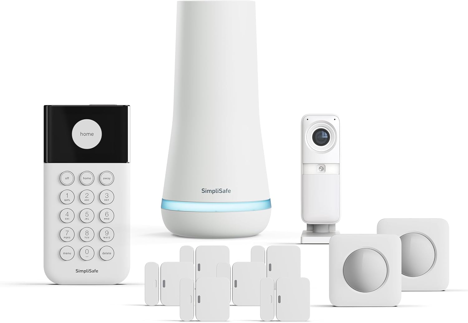 11 Piece Wireless Home Security System Gen 3 with Wireless Indoor HD Camera - Optional 24/7 Professional Monitoring - No Contract - Compatible with Alexa and Google Assistant,White