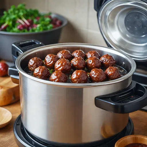 Barbecue and grape jelly meatballs in the electric pressure cooker