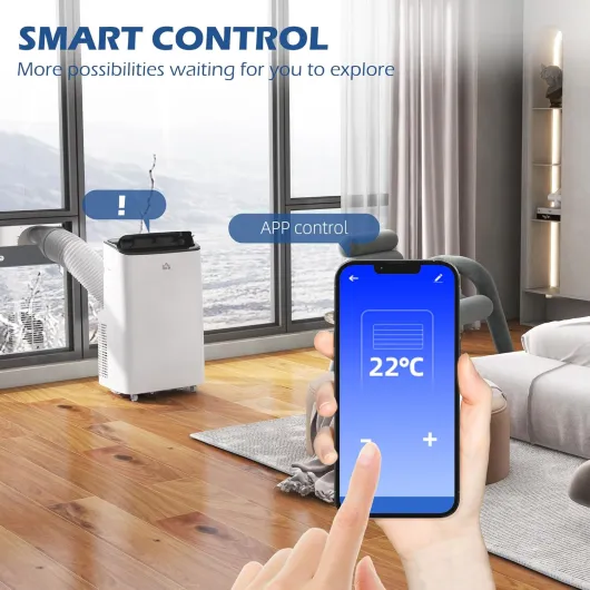 Portable Air Conditioner 14000 BTU, Smart Home WiFi Compatible, App & Voice Control, 4-in-1 Air Conditioning Unit with Cooling, Fan, Dehumidifier, Sleep Mode, 24H Timer, Window Kit, 35m² 14,000 BTU