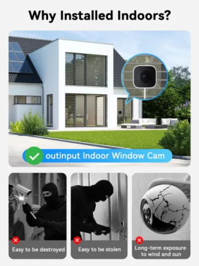 3MP 2K Indoor Window Camera - 2.4GHz & 5GHz WiFi Window Cameras for Home Security Looking Outside with AI Color Night Vision, Person & Motion Detection, Anti-Glare, Anti-Reflection