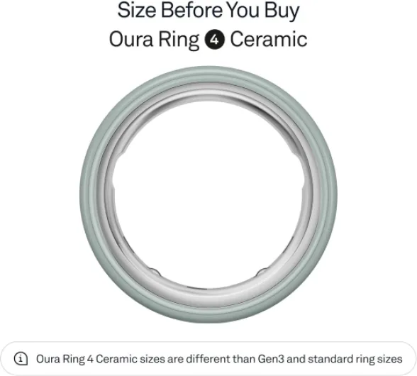 Ring 4 - Ceramic Tide - Size 10 - Smartring - Non-Standard Fit – Measure with Compatible Size Kit - Sleep, Heart Rate and Fitness Tracking Wearable - 8-Day Battery, iOS/Android Supported Tide 10