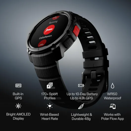 Street X - GPS Running Sports Watch - Rugged Waterproof - 170+ Sport Profiles - 10 Day Battery - AMOLED Display - Wrist Based Heart Rate Monitor - 3-Year Amazon Exclusive Warranty Black