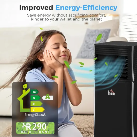 8000 BTU 4-In-1 Portable Air Conditioner Unit Cooling Dehumidifying Ventilating for Room up to 27m², with Fan, Remote, 24H Timer, Window Mount Kit, R290, A Energy Efficiency 8000BTU
