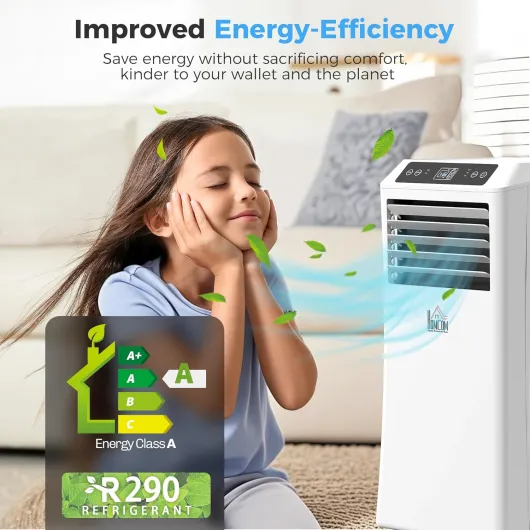 Portable Air Conditioner 9000 BTU, 4-in-1 Cooling, Fan, 24L/Day Dehumidifier & Sleep Mode, Mobile Air Conditioning Unit with Digital Display, Remote, 24H Timer, Window Kit for Rooms up to 28㎡ 9000BTU