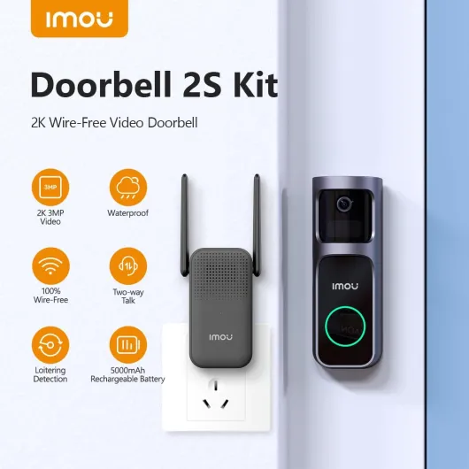 Doorbell 2S Kit, 2K/3MP, Outdoor Smart Wi-Fi Rechargeable Battery Video Doorbell with Plug-In Chime
