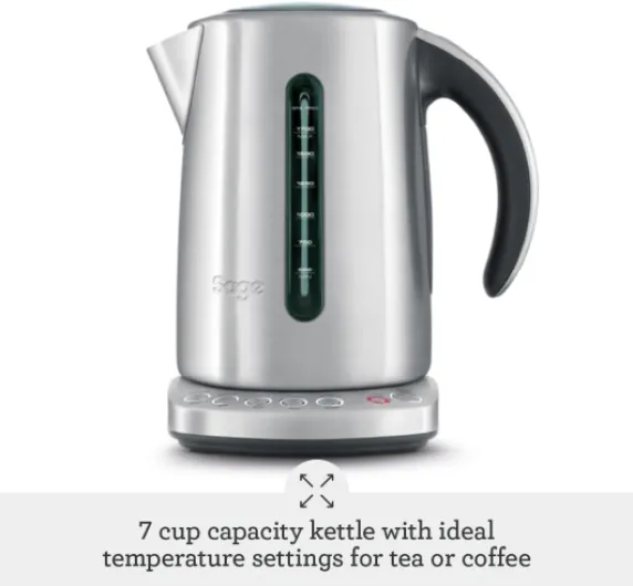 Sage - The Smart Kettle - Quiet and Cordless Electric Kettle - Fast Boil, Brushed Stainless Steel