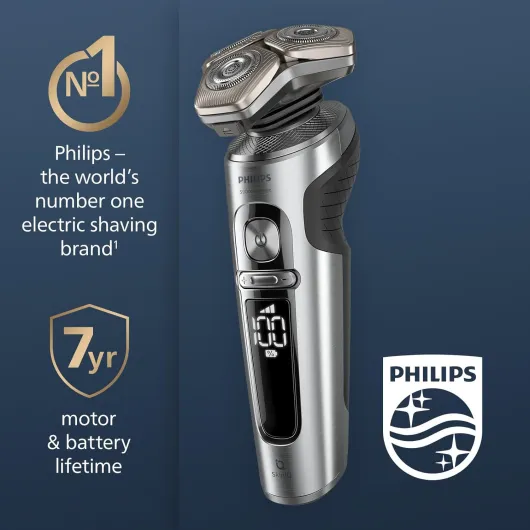 Wet and Dry Electric Shaver Series 9000 Prestige, Razor with NanoTech Dual Precision Blades, Hydro SkinGlide Coating, Ultraflex Suspension System, Top-Spin Digital Motor (Model SP9885/35) NEW Series 9000 Prestige - Bright Chrome