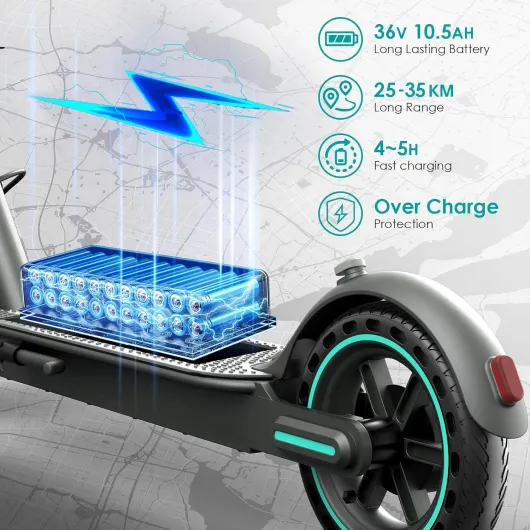 Electric Scooter Adults,350/500w High Power Motor,Solid/Pneumatic 8.5"/10" Tires, Up to 25KM/H,Long Range 35-45KM,Double Drum Braking System,Folding Escooter, Max Load 120kg,APP Control Blue-A