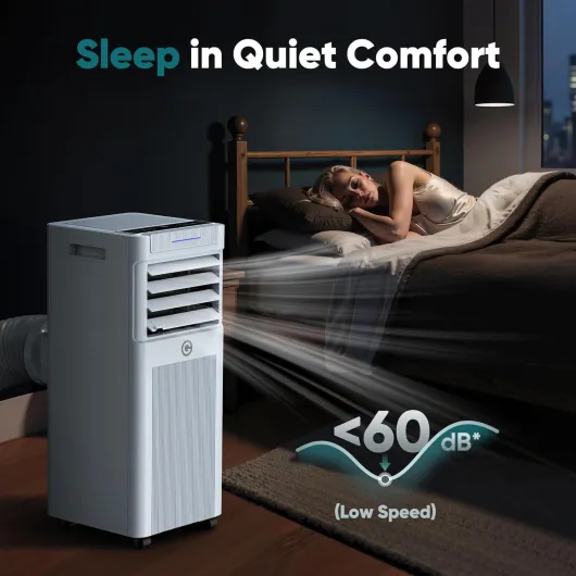 Air Conditioning Unit, Portable Air Conditioner with 4-In-1 Cooling & Dehumidifier & Cooling Fan, Powerful Mobile AC Unit with Remote Control, 24H Timer & Window Kit for Rooms Up to 216sq.ft Frosted White-7000