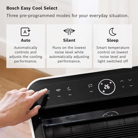 Bosch Cool 5100 Portable AC - 3-in-1 Air Conditioner, Dehumidifier, Fan - 3.4 kW for rooms up to 46 m² - With Auto Mode, Silent Mode & Sleep Mode
