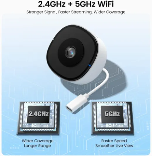2K Window Security Camera - 2.4GHz & 5GHz WiFi Indoor Cameras for Home Security, Peel-and-Stick Installation, Human Detection, Night Vision, Anti-Glare, Anti-Reflection, 24/7 Recording, K1