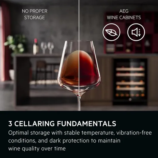 5000 Series Wine Cooler 82 cm / 52 Btl - Capacity, Integrated Under Counter Wine Fridge, AWS4052B5B, Extendable Wooden Shelves on Telescopic Runners, Cellaring 3 Fundamentals, Top LED Illumination 52 Bottles - 82 cm Black