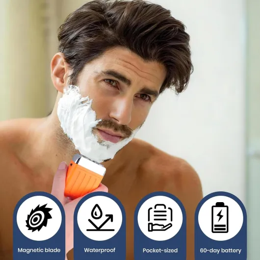 Mini Shavers for Men Portable Electric Shaver for Men 2026 Upgraded USB Rechargeable Travel Razor with IPX7 Waterproof Double-Ring Blade & Detachable Head Suitcase Beard Shaver for Home Office Travel