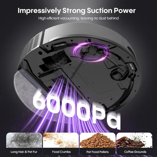 Robot Vacuum Cleaner with Mop,6000Pa Robotic Vacuum with Mapping,Self-Emptying Station for 90-Days Hands-Free Cleaning,LiDAR Navigation ,No-Go Zone,Self-Charging,Wi-Fi/App/Alexa,Hard Floors/Carpet Ink Black