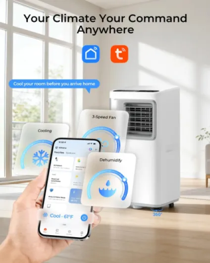 Portable Air Conditioning, 16000 BTU, for Large Rooms up to 750 m², 5-in-1 Smart AC Unit with WiFi/Remote Control, Fast Cooling, Dehumidifier and