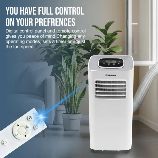 Air Conditioning Unit, Portable Air Conditioner 9000BTU 4-in1 Dehumidifier, Cooling Fan with 2 speeds, Digital & Remote Control, Dual window Kit, 24H timer, Air Conditioner for Home ACU-9000R1