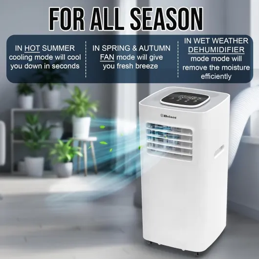 Air Conditioning Unit, Portable Air Conditioner 9000BTU 4-in1 Dehumidifier, Cooling Fan with 2 speeds, Digital & Remote Control, Dual window Kit, 24H timer, Air Conditioner for Home ACU-9000R1